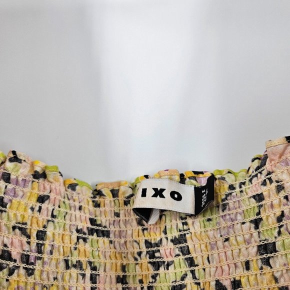 Rixo Dress Mutlticolour Saskia Floral Print Square Neck Smocked Midi Size M - Picture 5 of 9